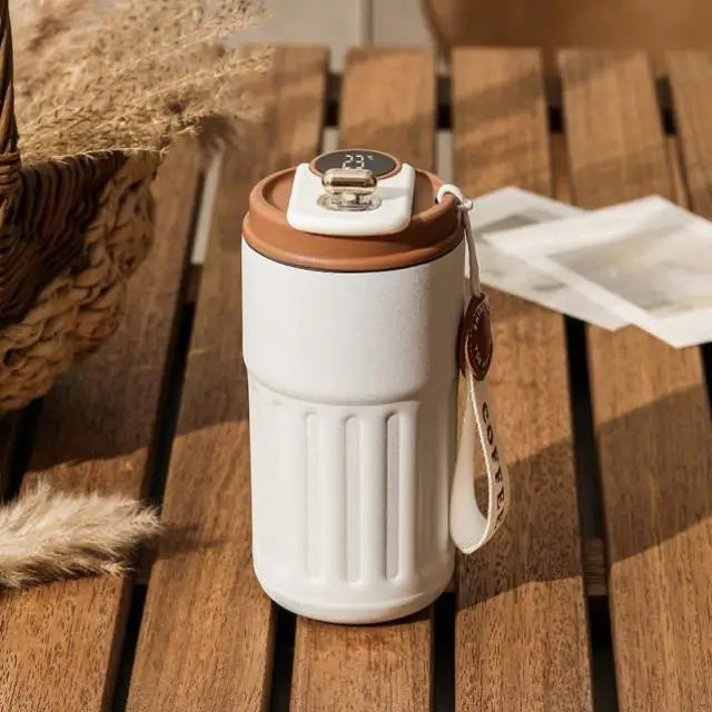 Travel Smart Temperature Measurement Insulated Stainless Steel 316 Coffee Cup Portable Car Companion High Aesthetic Value
