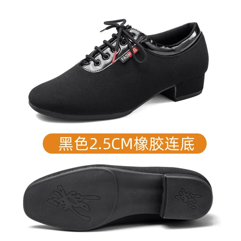 XIHAHA Men Oxford Cloth Standard Dance Ballroom Cloth Straight Outsole Practice Competition Modern Dancing Sport Shoes Sneakers