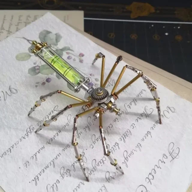 Metal Assembled Insect Ocean Player Spider Dragonfly Mosquito Punk Decorative Gift 3D DIY Tight Mechanical Insect Science Museu