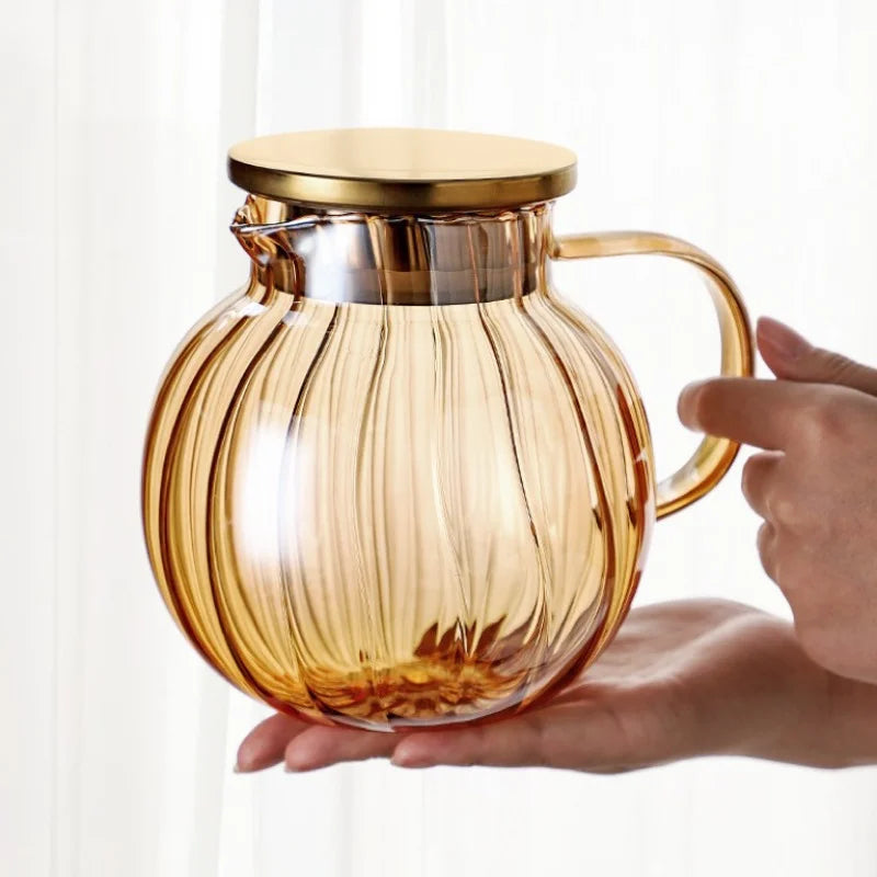 Kawaii Color Pumpkin Glass Kettle Pots Teapot Thermal Water Bottle 1000ml with Cup Moka Pot Home Appliance Kitchen Accessories