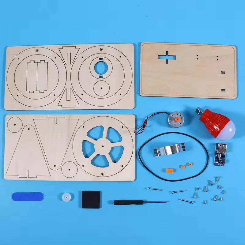 DIY Wooden Hand Generator Kids Science Toy Funny STEM Technology Gadget Physics Kit Educational Toys for Children Learning Toy