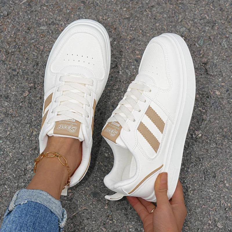White Sneakers for Women, Casual Shoes, Versatile for Autumn, Trendy High-End Thick-Soled Breathable Shoes for Spring and Autumn