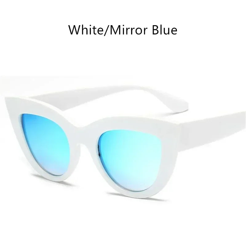 New Vintage Cat Eye Sunglasses Woman Retro Brand Cateye Shades Sun Glasses Gradient Mirror Plastic Frame Designer Oculos De Sol