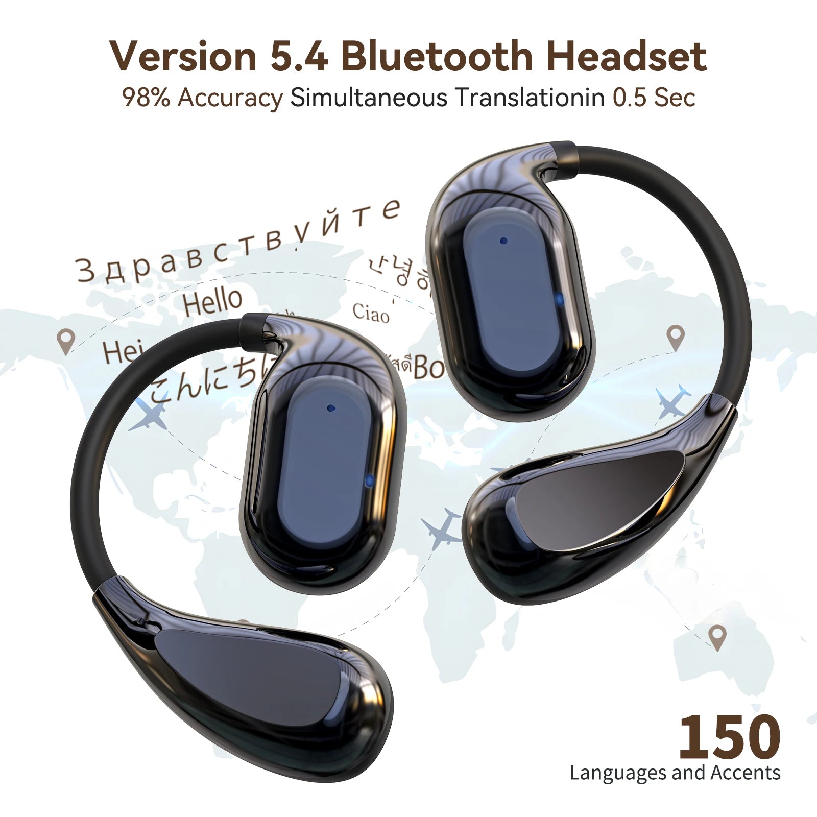 Translation Earbuds Real Time, 150 Languages  AI Translator Earbuds,Headset Interpretive Device for Business, Travel, Study