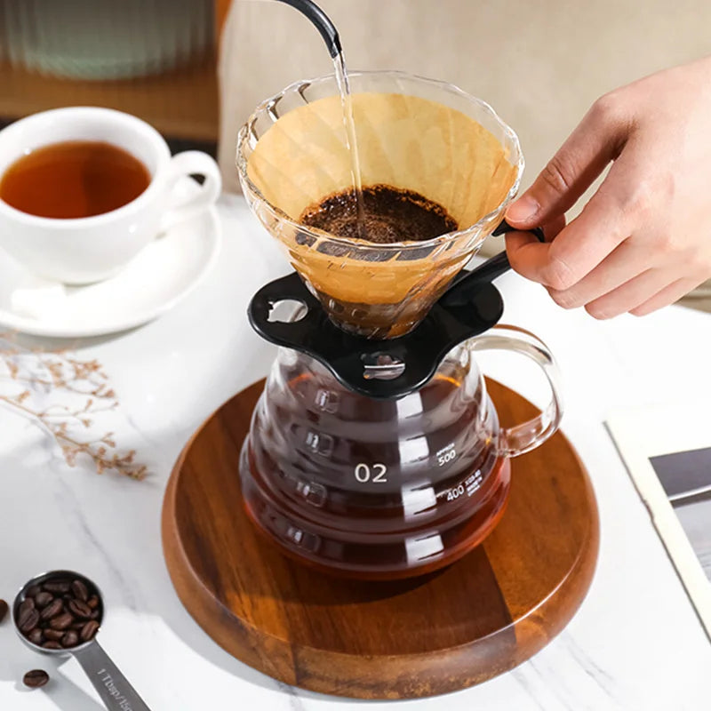 Handmade Glass Coffee Carafe with Filter Set Pour over Coffee Pot Tea Brewing Server Includes Coffee Extraction Cup