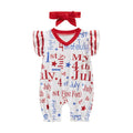 Toddler Boy 4th of July Outfit American Flag Print Romper and Hat Set Stylish Patriotic Clothing for Independence Day