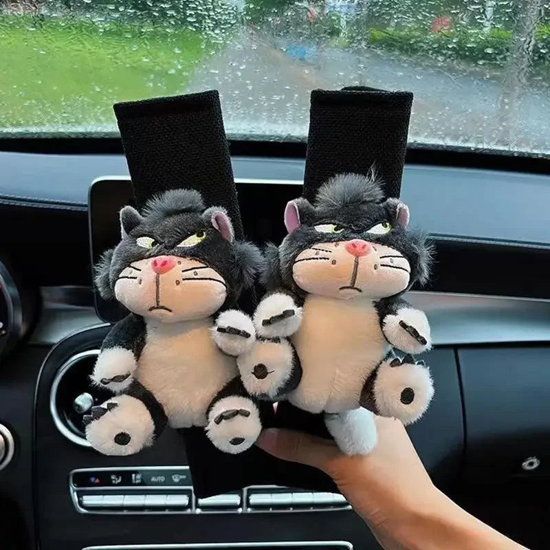 Car Seat Belt Cover Cute Plush Cartoon Cat Auto Shoulder Cushion soft  Multi Purpose Neck Support Shoulder Pads For Kids Adults