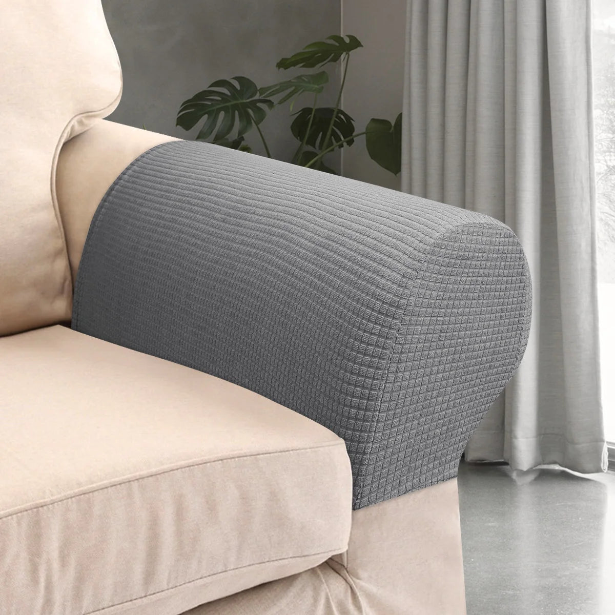 Stretch Armrest Covers Set Chair Sofa Arm Protectors Armchair Covers Solid Couch Cover Removable Elastic Armchair Sofa Arm Cover