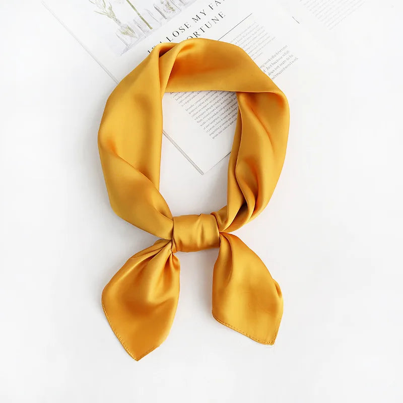 70cm Solid Color Simple Silk Scarf Women Imitation Silk Fashion Versatile Headwear Bag Accessories Clothing Square Scarf