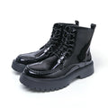 Men High Top Boots with PU Round Toe  Lightweight Sole Comfortable Fashionable Classic Casual Lace Up Side Zipper Men Boots