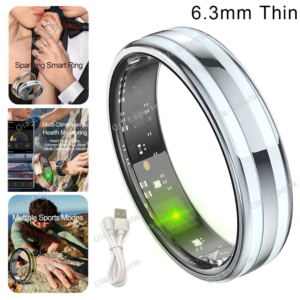 New Smart Ring Female Health Tracking Temperature Heart Rate Blood Oxygen Sleep Monitor Motion-Sensing Game IP68 Waterproof Ring