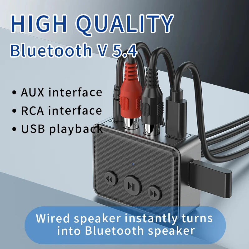 Bluetooth 5.4 Audio Receiver 3.5mm AUX RCA USB U-Disk Stereo Music Wireless Audio Adapter For PC TV Car Kit Speaker Amplifier - Free Item