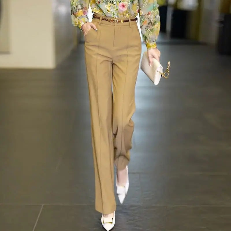 Khaki Clothing Office Loose Womens Pants Work Wide Leg Trousers for Women Straight Baggy White Tailoring Black New In 90s Autumn