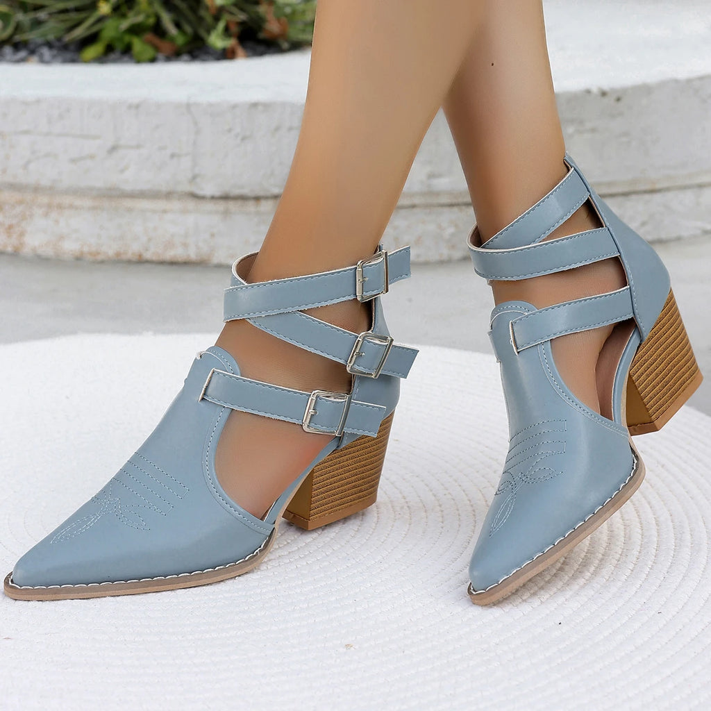 Women's Sandals 2024 New Fashion Casual Ladies Pointed Toe Sexy Soft Leather High Heels Comfortable Women Shoes Heeled Sandal