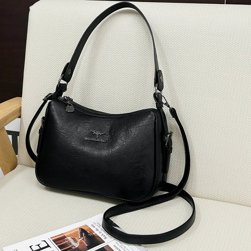 Large Capacity Fashionable Ladies Crossbody Bag Urban Minimalist Style PU Material Shoulder Bag Mom Bag Handbag for Middle-Ag...