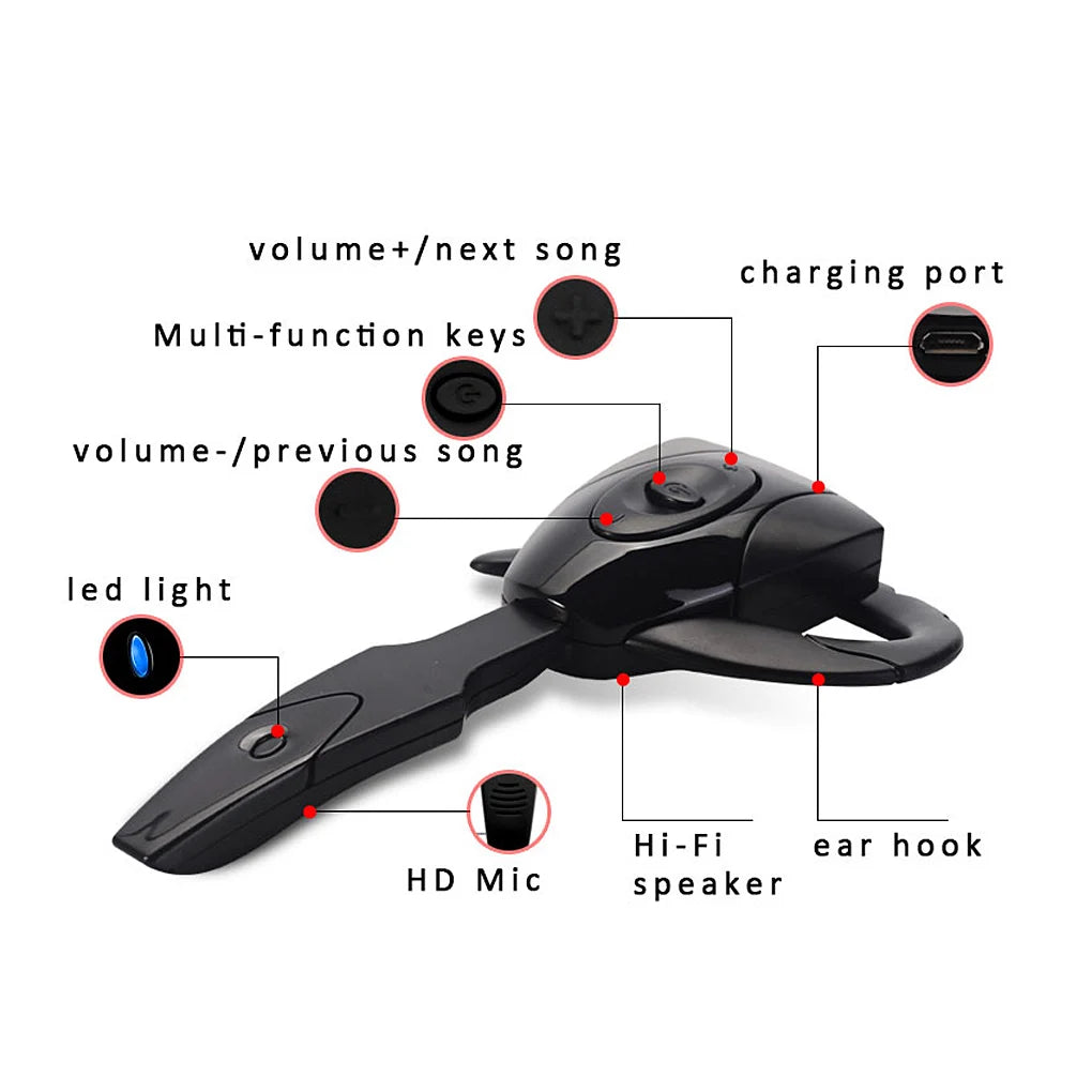 Wireless Business Earbuds with Microphone USB Rechargeable Music Headset for Car Computer Earpiece Accessories Type2