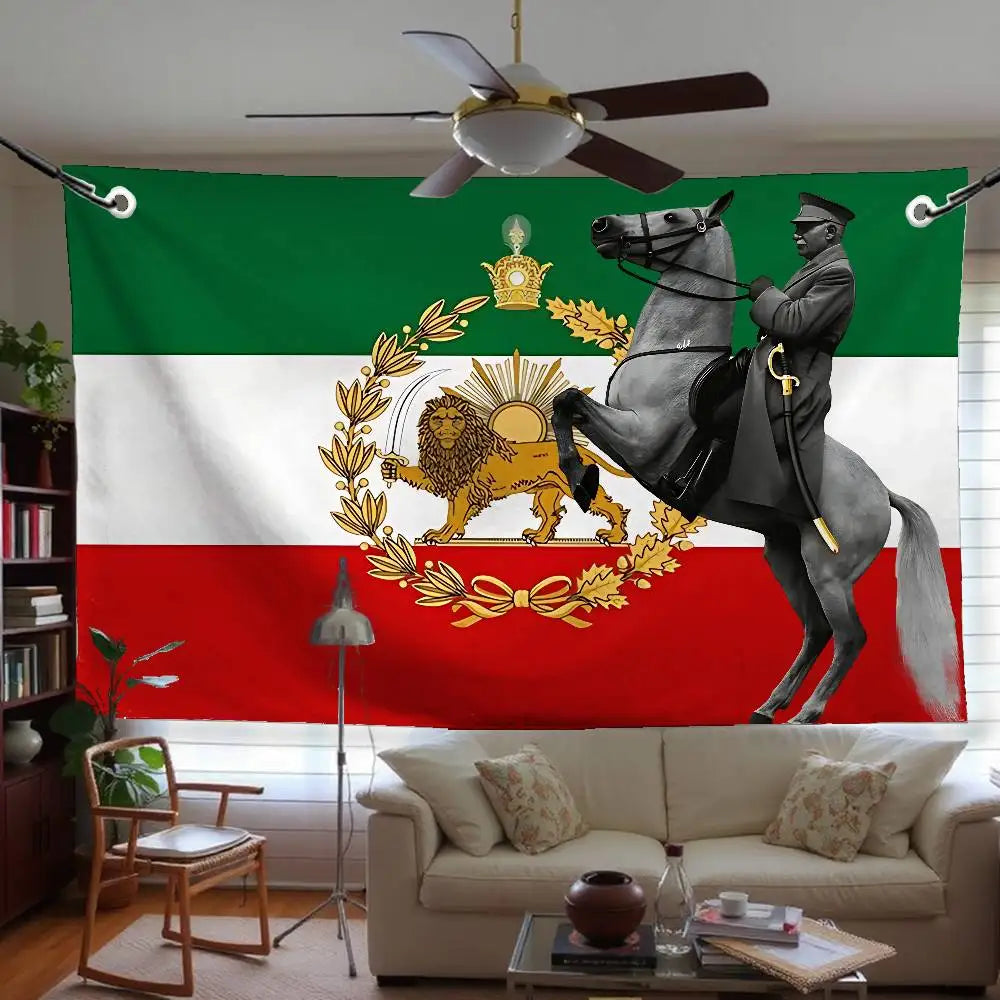Iran Flag Mohammad Reza Pahlavi Flags Room Decor Outdoor Decors Personalized Items Flags For Bedrooms Home Funny