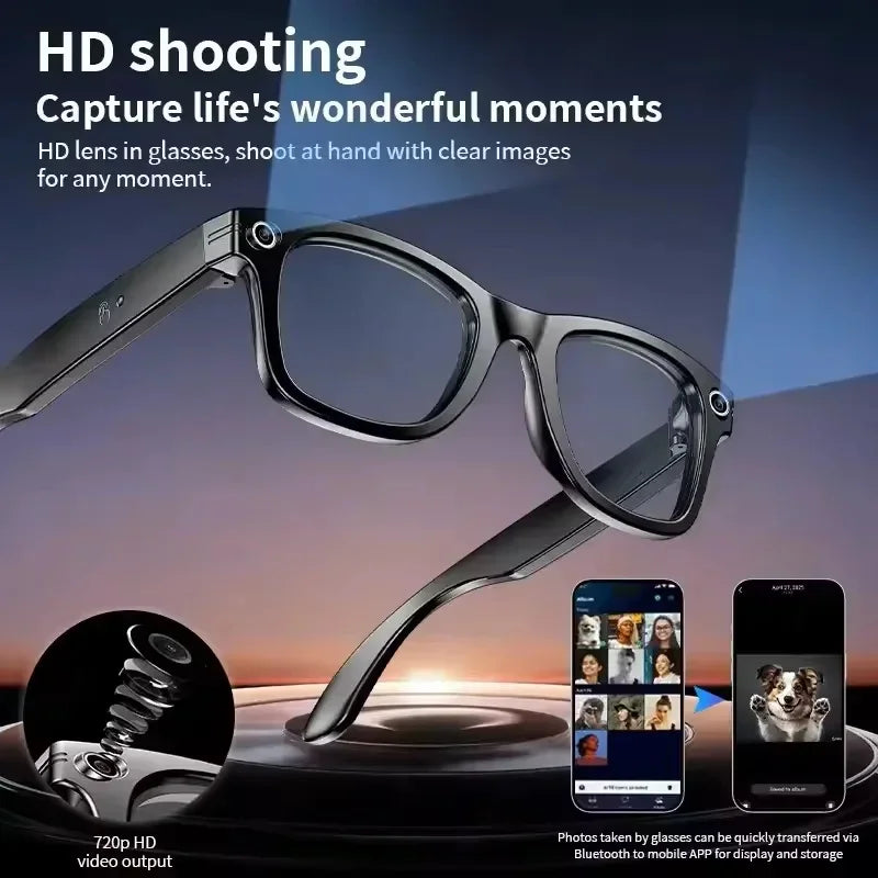 2026 AI Smart Glasses with 8MP Camera Video Recording 100+ Languages Translation Sunglasses Bluetooth Call Music Play Men Women