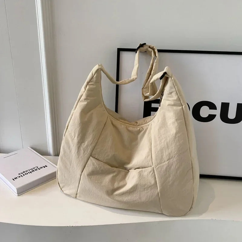 Trendy Women's Soft Cloth Shoulder Bag Solid Color Student 2026 Spring Y2k Casual Style Big Handbags Crossbody Bags for Women