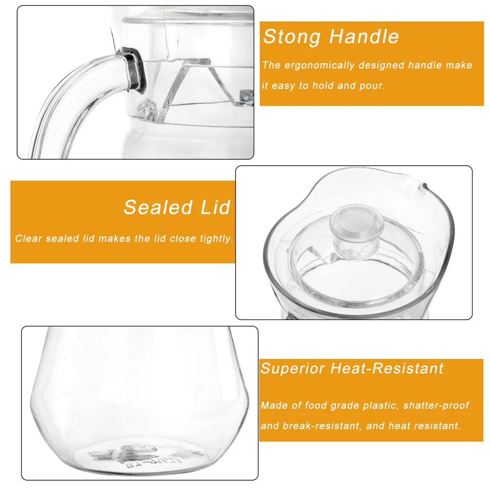 1pc Pitcher with Lid, High Borosilicate Glass,Hot/Cold Water Jug and Juice and Iced Tea Beverage Carafe