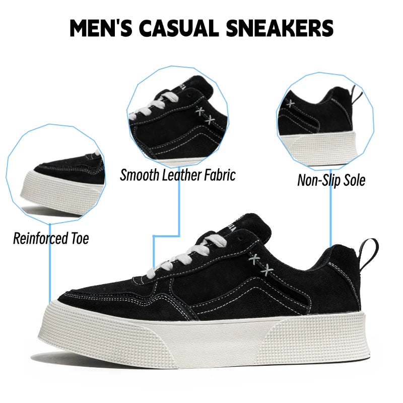 Men's Casual Low-Top Board Shoes Spring  Flats Platform Lace-Up Sneakers Street Style Breathable Designer Fashion Footwear