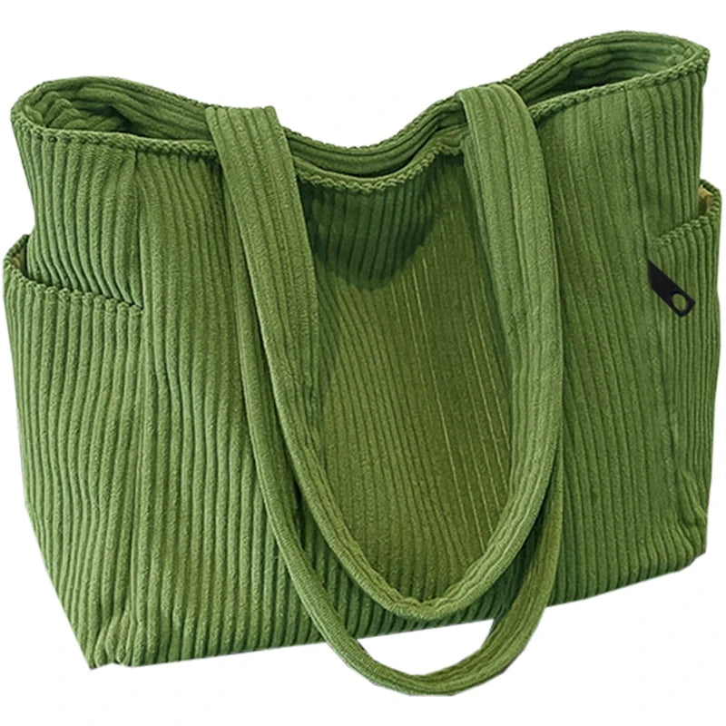 Trendy Multi-Functional Corduroy Bag Tote Crossbody Shoulder Handbag Multi-Color for Daily Casual Activities
