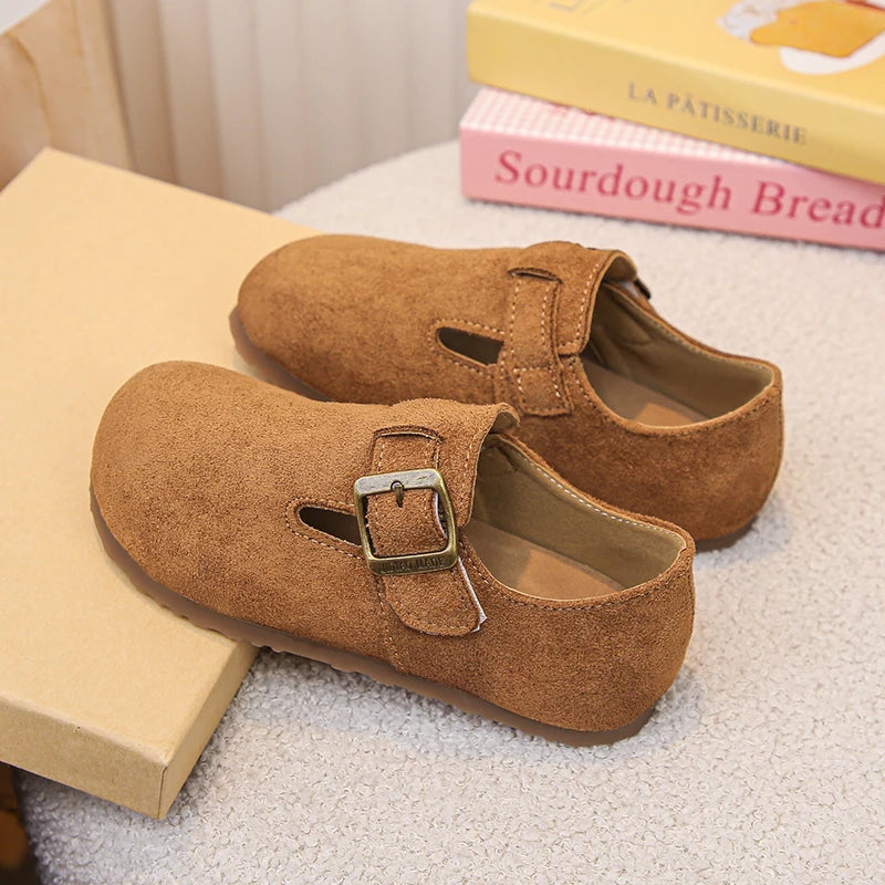 Kids Casual Shoes for Girls 2025 New Autumn Toddler Walking Shoes Soft Sole Solid Color Retro Simple School Outdoor Play age3-8
