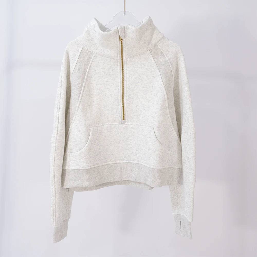 Women's large-size half-zip sweater, perfect for autumn and winter warmth, suitable for both sports and daily casual wear