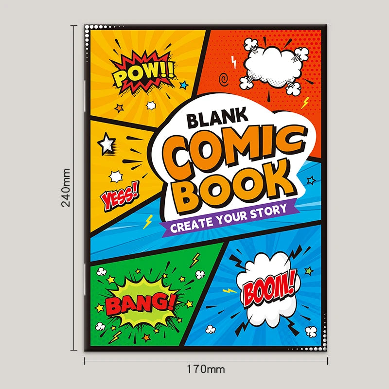 Collage-Style Hand-Drawn Comic Drawing Book, Blank Comic Doodle Drawing Book, Adult Stress-Relief Drawing Practice Book, Use Imagination to Complete Drawings and Turn Them into Complete Stories, 32 Blank Pages for Collage, Su
