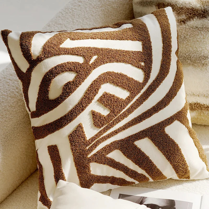 45x45CM Brown Vintage Nordic Throw Pillow Cover Cream Light luxury Sofa Cushion Waist Cover Simple Decorative Pillowcase