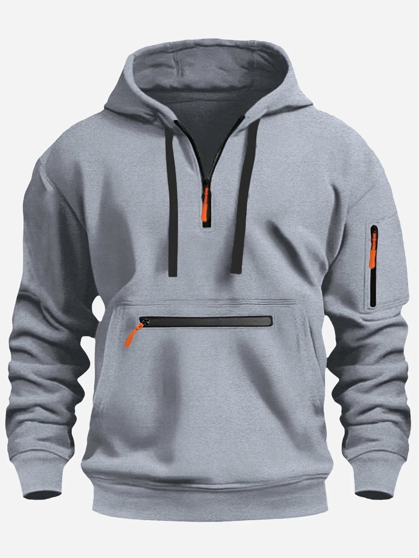 Half Zipper Men's Tactical Hoodies Solid Warm Fleece Military Sweatshirts Multi Pockets Male Hooded Jackets Thick Outdoor Polar