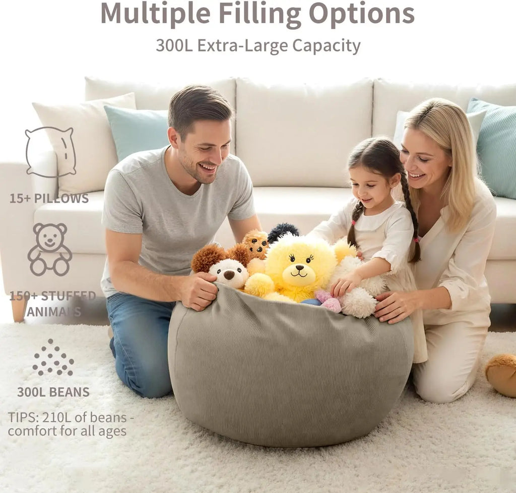 OTAUTAU Corduroy Bean Bag Cover Doll Storage Pouf Corner Beanbag DD005【No Filler Inside! Need To Fill It By Yourself !】