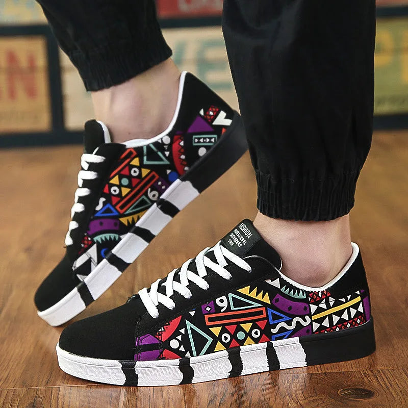 Summer Trendy Men's New Board Shoes Outdoor non slip walking Men Sporty Shoe Canvas Pattern Casual Sneakers male Zapatos - Free Item Weekend (50% off).