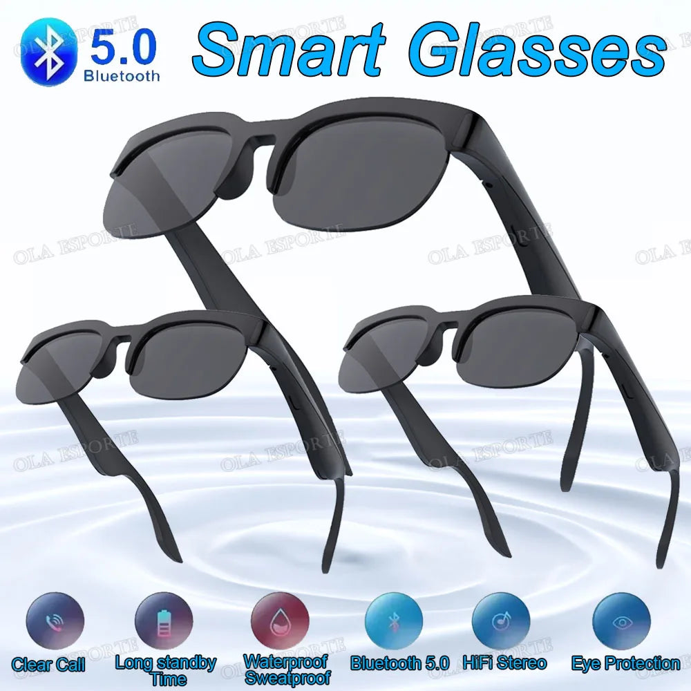 New Smart Bluetooth V5.3 Sunglasses Glasses Call Outdoor Sports Headphones HIFI Black Technology Anti-touch UV For Men And Women
