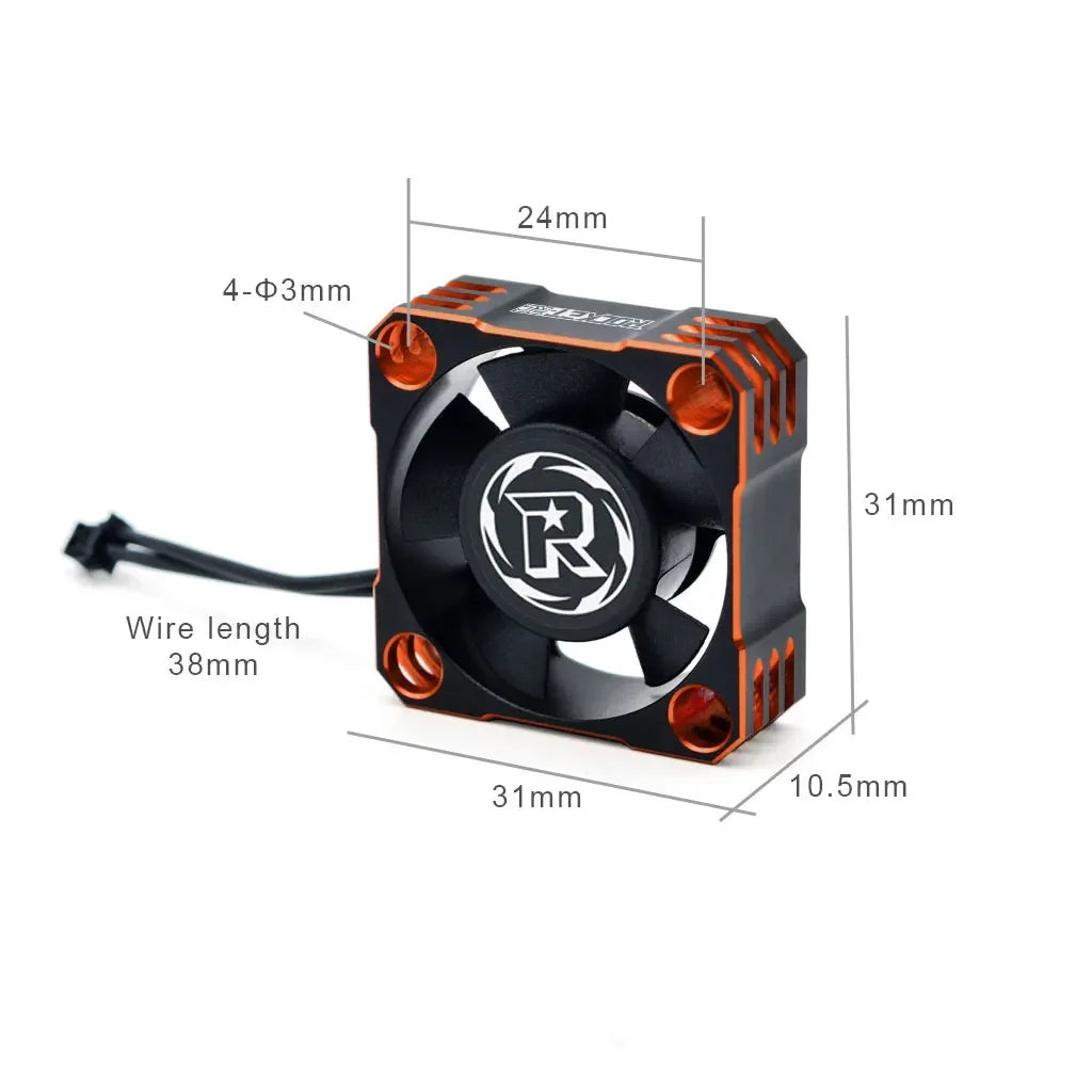ROCKET-RC 25/30/35/40/50mm Metal Cooling Fan V2 32000/28000/21000/16000/10000RPM for 1/8 1/10 1/12 RC Car 540/550/3650 Motor ESC