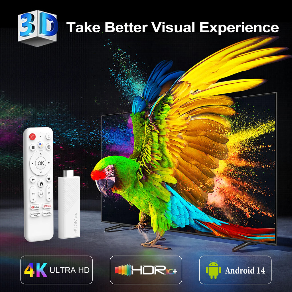 Kowankit 2025 H96 MAX TV Stick Android14.0 TV Box HDR Wifi6 BT5.0 H313 smart TV 5G 4K HD smart TV BOX Voice Remote Set TOP Box
