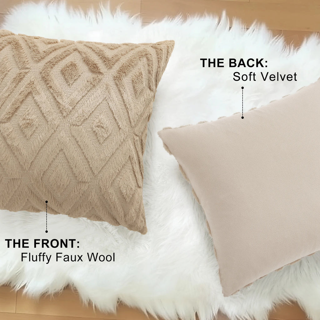 HAPIHAPPY Decorative Throw Pillow Covers 45X45 Set of 2 Soft Plush Pillow Case Pillow Covers Bed Sofa Living Room Pillow Covers