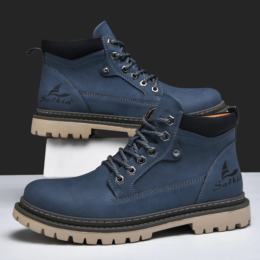 Classic Handmade Leather Men Boots Work Shoes Outdoor Hiking Boots Sneakers Hombres Botas Winter High Top Footwear Anti Slip