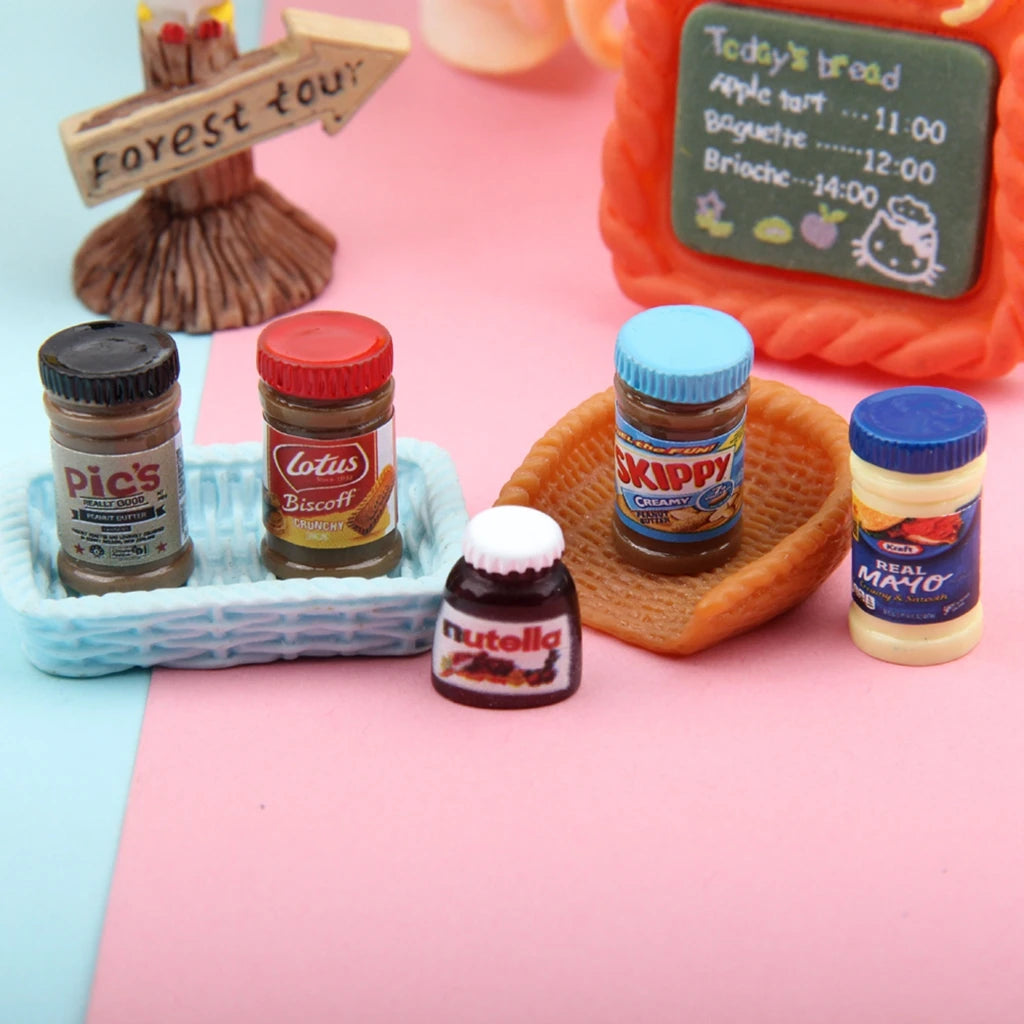 Dollhouse Miniature Food Play Supermarket Simulation Mini Peanut Butter Chocolate Sauce Size Combination Doll Accessories Toys