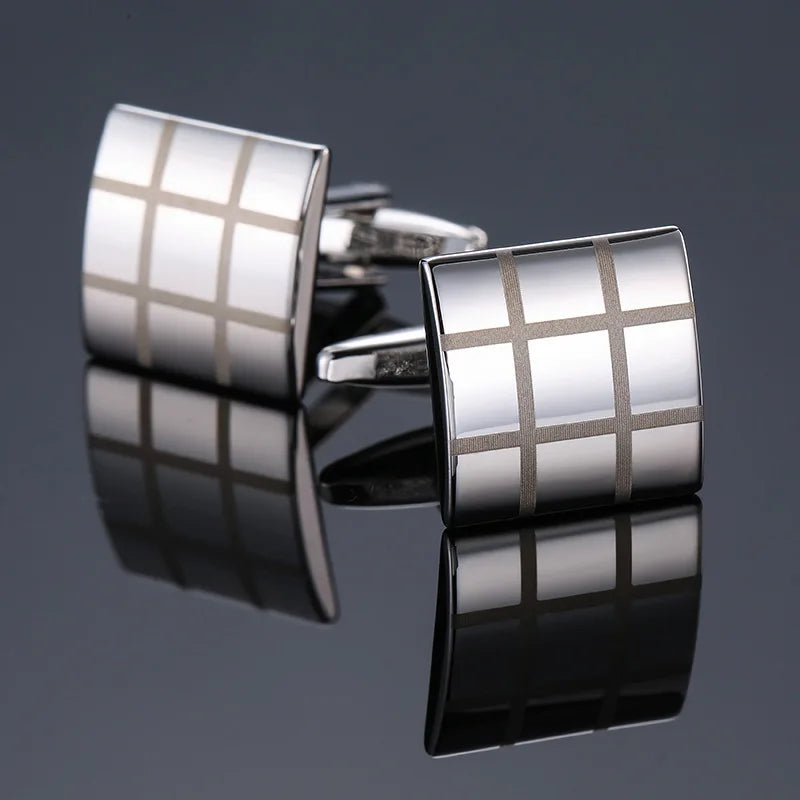Cufflinks For Men Luxury Silvery Cuffs Retro Metal Cuff Links Mens French Square Button Shirts Business Jewelry Gift For Wedding - Free Item.