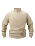 Men's Quarter Zip Sweatshirt Polar Fleece Mock Neck Thick Thermal Black Sweatshirt Winter Warm Pullover Sweater S-3XL