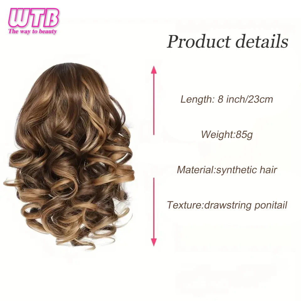 Ponytail Short Curly Drawstring Ponytail Hair Extension Synthetic Hair Extensions Ponytail Hairpieces for Women