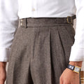 Autumn Herringbone Dress Pants For Men Naples Men's Wool Blend High Waist Social Casual Versatile Long Pants Office Trousers Men