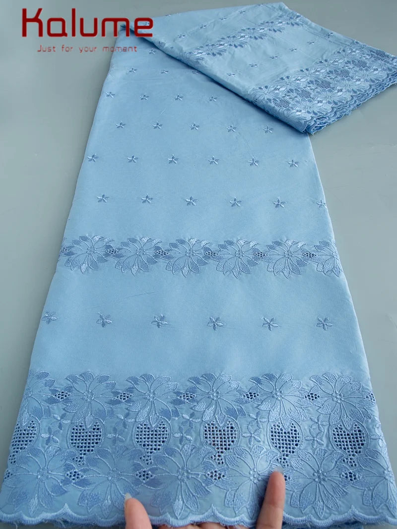 Kalume African Soft Cotton Fabric Dubai Lace Fabrics High Quality Material African Fabric for Sewing Man Suit Cloth 5Yards F4517