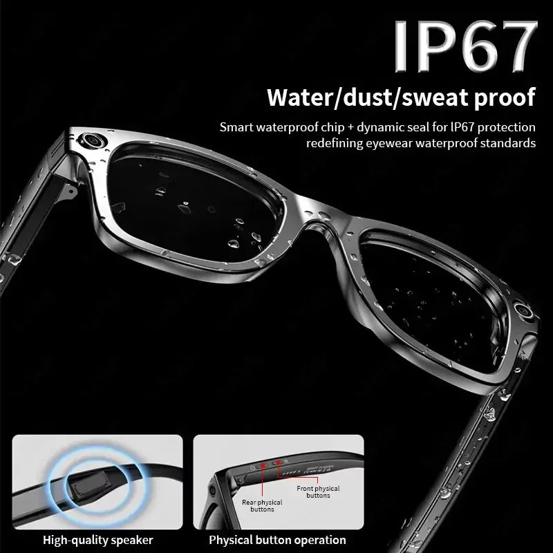 4K 800W pixel Smart AI Glasses Shooting Camera Photo Video Voice Assistant Call Translation Waterproof Bluetooth Glasses