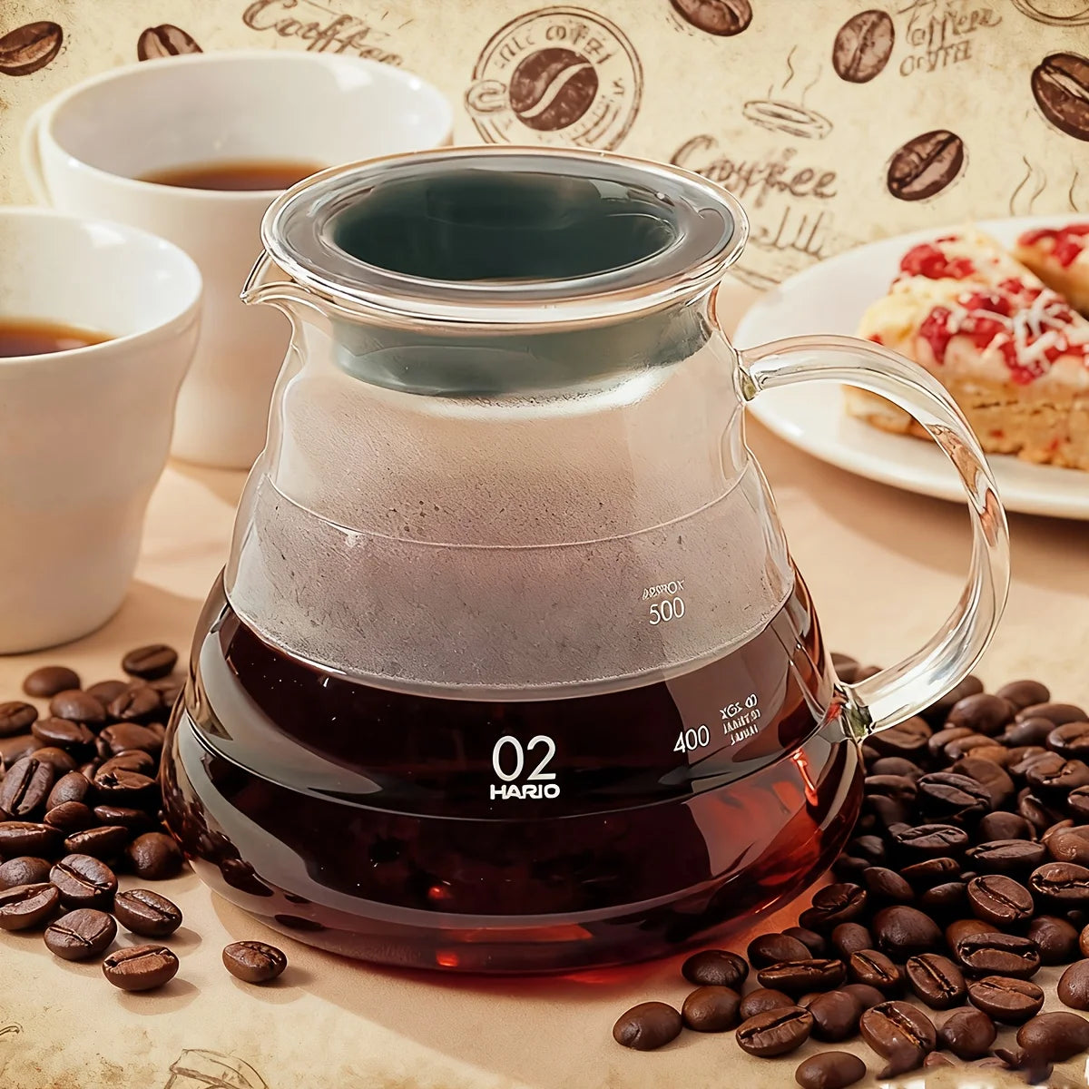 Coffee Carafe, 350/600ml Coffee Clear Glass Kettle Sharing Pot with Lids, Pour Over Coffee Espresso Maker Accessories