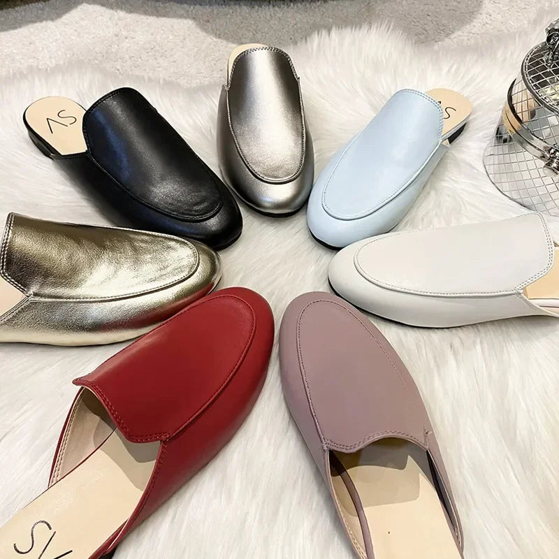 Baotou Half Slippers Women Summer Wear Muller Shoes 2025 New Flat Sandals