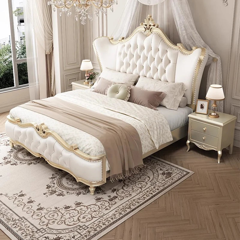 White Cream Cloud Bed Fashion Interior European Safe Sleeping Bed Floor Double Ergonomic Muebles Para El Hogar Home Furniture