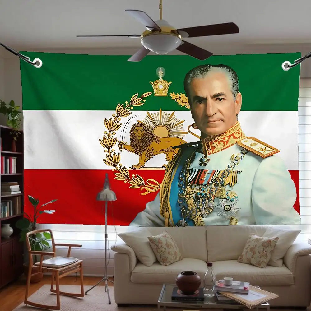 Iran Flag Mohammad Reza Pahlavi Flags Room Decor Outdoor Decors Personalized Items Flags For Bedrooms Home Funny