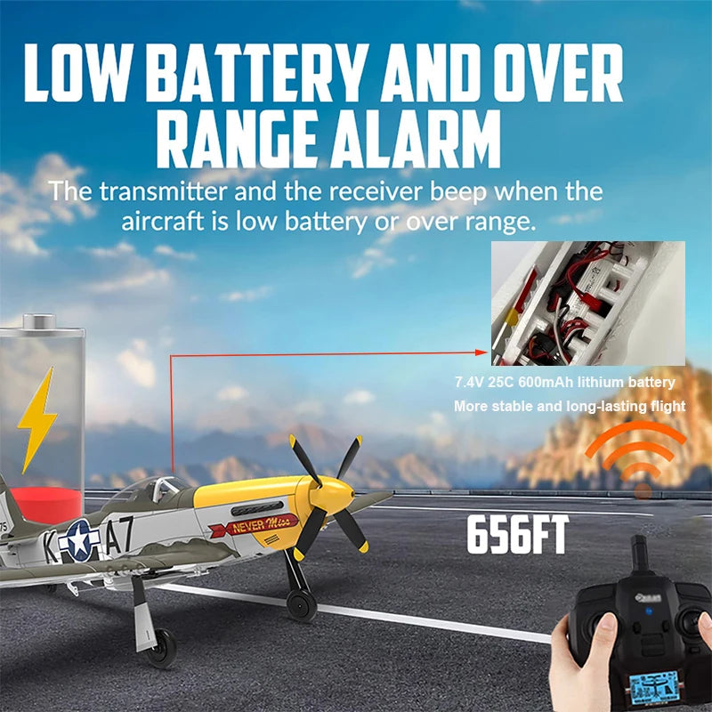 RC Plane 5CH 3D/6G Fixed-wing RC Airplane 2.4GHz P51D Mustang RTF for Adults Beginners Easy to Fly Removable Brushless Fighter